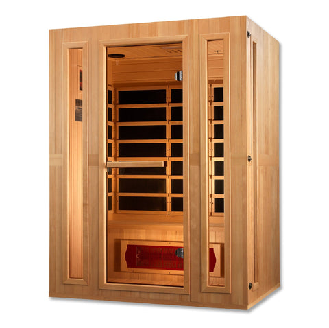 Image of Maxxus "Trinity" Dual Tech 3 person Low EMF FAR Infrared Sauna Canadian Hemlock