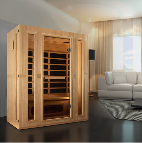 Image of Maxxus "Trinity" Dual Tech 3 person Low EMF FAR Infrared Sauna Canadian Hemlock